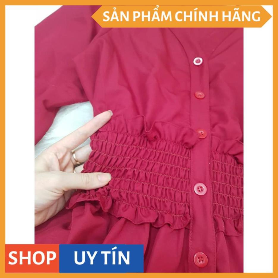 Đầm xòe cổ V nhúng dự tiệc tòng sang chảnh phối nút so iu-yểu điệu thục nữ là em đây chứ aiiiiiii | BigBuy360 - bigbuy360.vn