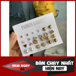 [sale88]  HG0901 (cherri000) - Set 12 đôi bông tai xỏ lỗ0