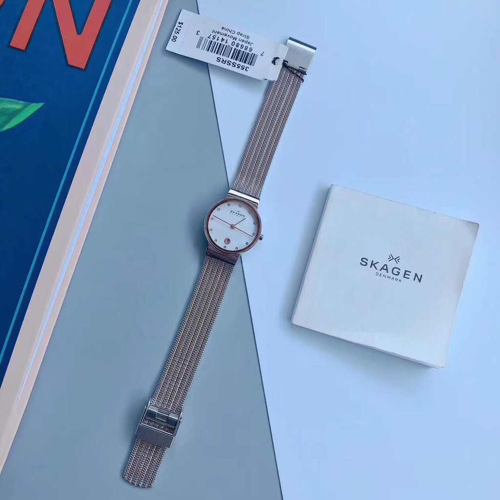 đồng hồ nữ skagen 355ssrs size 28mm dong ho nu dây demi vàng hồng