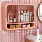 Kệ mỹ phẩm treo tường - Tủ để đồ trang điểm nhà tắm tường hình chữ nhật bằng nhựa cao cấp kiêm tủ thuốc