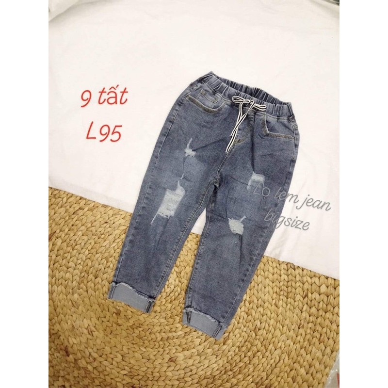 Quần jean nữ bigsize 9 tất/lỡ lưng thun