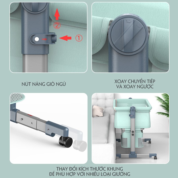 Nôi di động gấp gọn, nôi cũi đa năng cho bé cao cấp