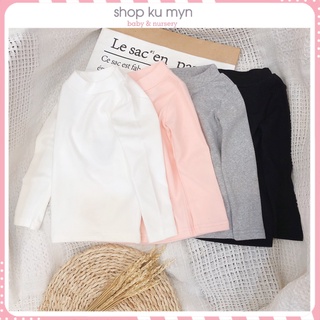 Áo dài tay cho bé, áo giữ nhiệt cổ 3 phân cho bé trai và bé gái mặc thu đông chất cotton nỉ dày dặn Mango 002 2021