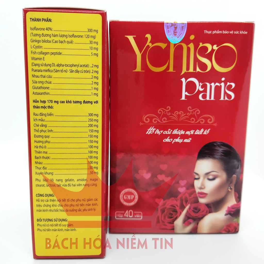 Viên uống làm sáng da, tăng cường nội tiết tố nữ YCHISO - PARIS - với Sữa ong chúa, Nhau thai cừu - Hộp 40 viên | BigBuy360 - bigbuy360.vn