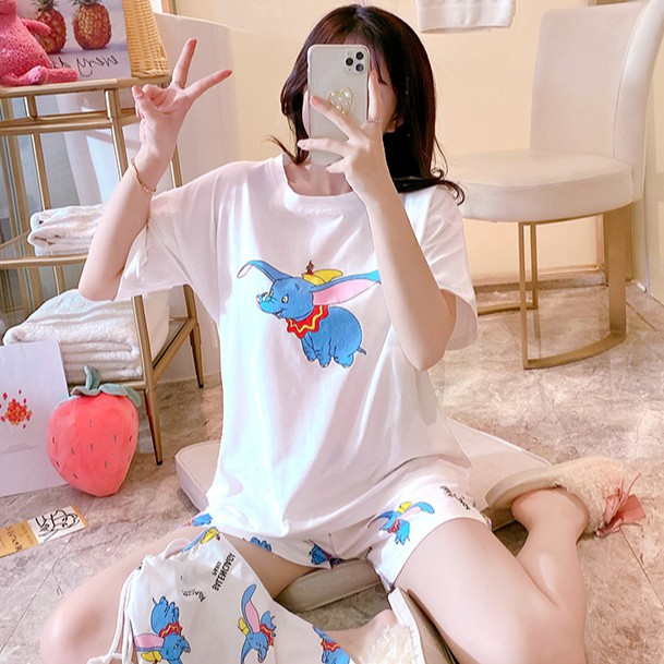Đồ Bộ Nữ Cộc Tay Áo Trắng Bộ Mặc Nhà Họa Tiết Nhân Vật Dễ Thương BC03 | BigBuy360 - bigbuy360.vn