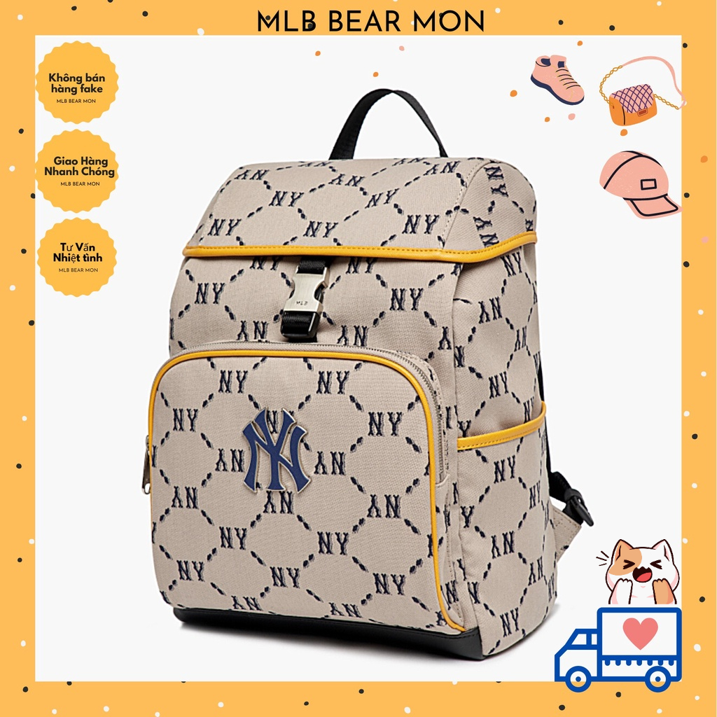 Balo MLB Monogram Diamond Jacquard Backpack New York Yankees 3Abkm022N-50Bgs Màu Nâu