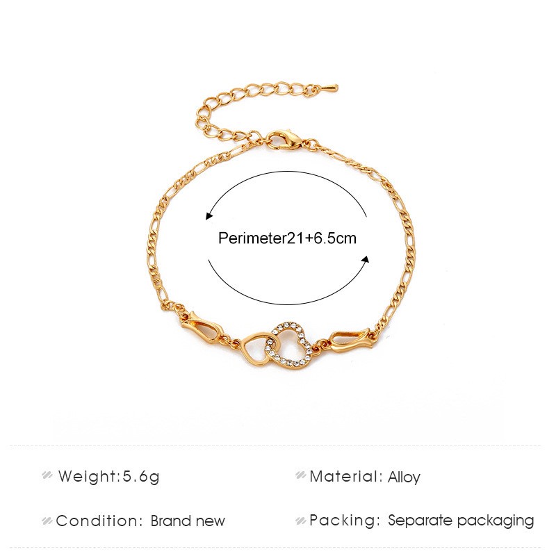 Vòng đeo tay mặt trái tim đính đá zircon xinh xắn thời trang dành cho nữ