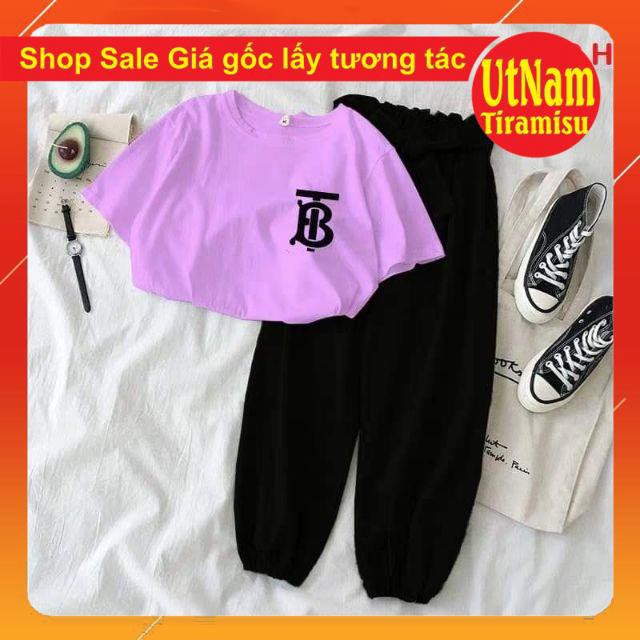 Sét áo bTB + quần bom da cá ❤ Sét bộ đồ nữ unisex ❤chất cotton co giãn 4 chiều