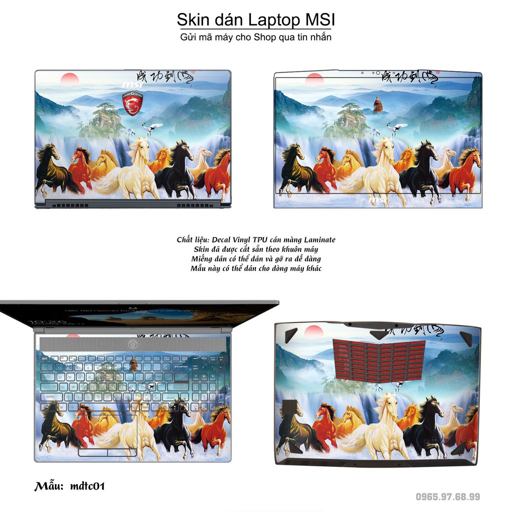 Skin dán Laptop MSI in hình Mã Đáo Thành Công (inbox mã máy cho Shop)