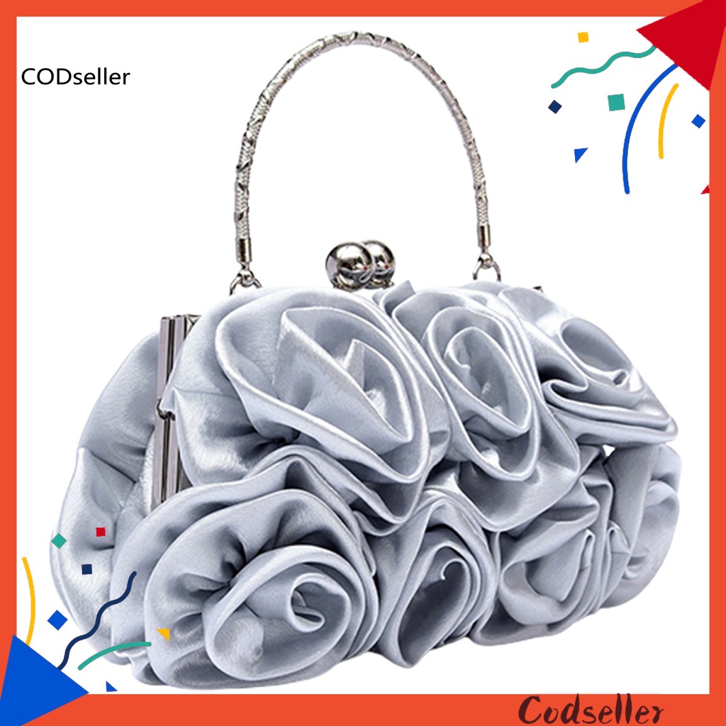 COD_ Faux Silk Handbag Women Chic Wedding Clutch Bag Trendy for Wedding Evening Party