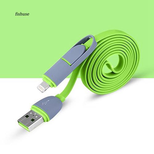 Dây cáp sạc chuyển đổi dữ liệu micro USB + Lightning 2 trong 1 cho Samsung/Iphone