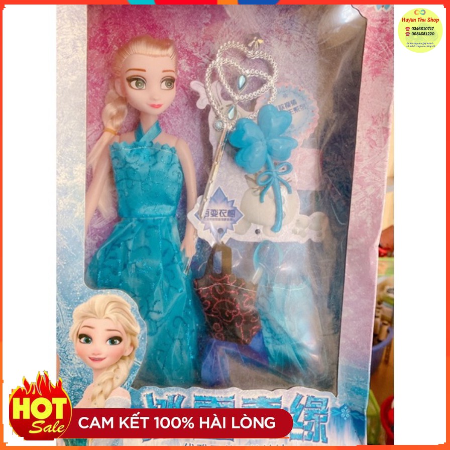 Bộ đồ chơi búp bê elsa kèm váy và gậy thần kì