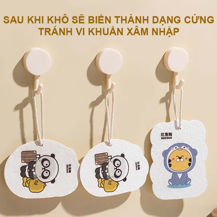 Mút Rửa Chén Dạng Nén Tái Sử Dụng Nhiều Lần Hình Động Vật Chống Vi Khuẩn E003