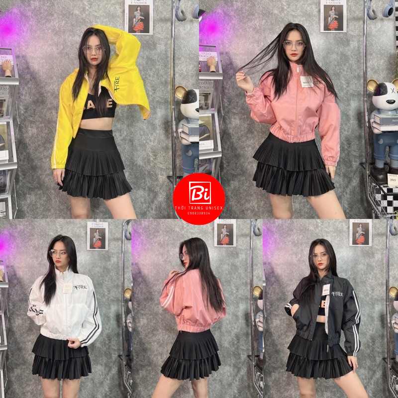 Áo Khoác Dù Nữ 2 Lớp Cổ Trụ Dáng Lửng Tay Cánh Dơi Phồng Form Rộng_Chất dù Miro Xịn Mang Mát Thoải Mái Không Bí Hơi_AK75