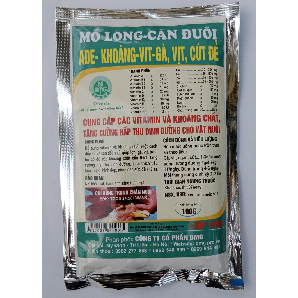 1 gói ngày ngày lớn 100g Premix khoáng vi lượng dùng tốt cho gia súc, gia cần, gà chọi, gà đá, chim cảnh