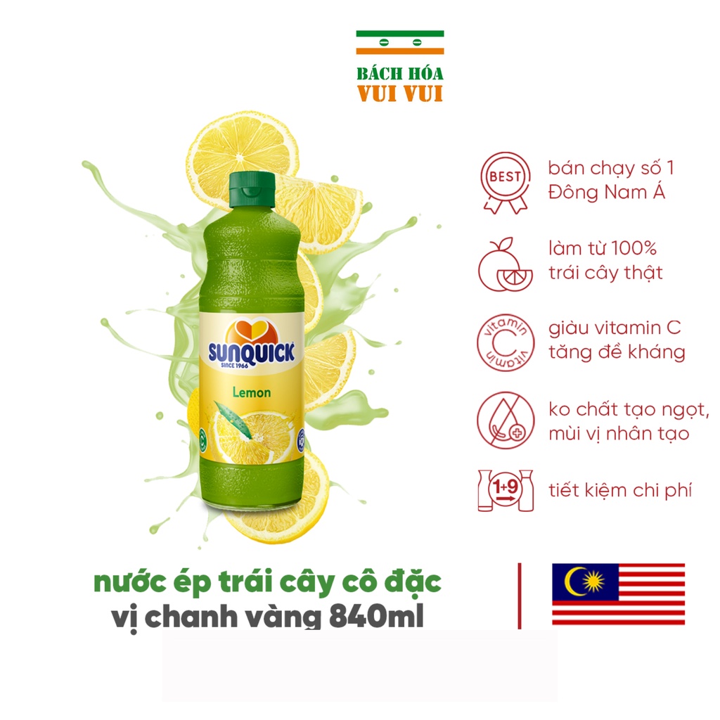 Nước ép chanh Sunquick Lemon 840ml