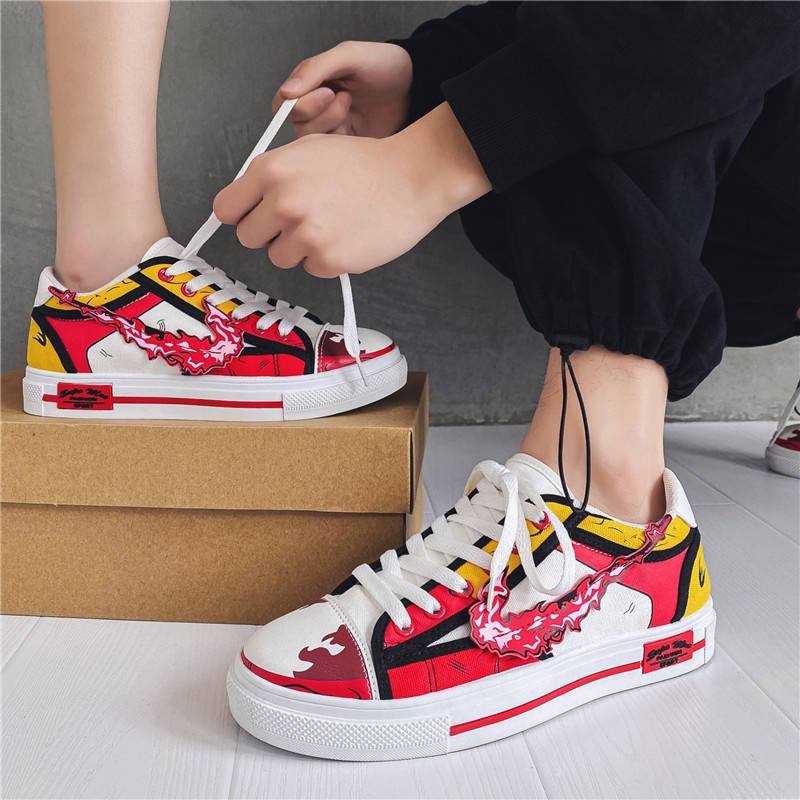 Giày Thể Thao Canvas Cổ Thấp In Họa Tiết Anime Demon Slayer-Yanzhu Thời Trang Cho Học Sinh size 35