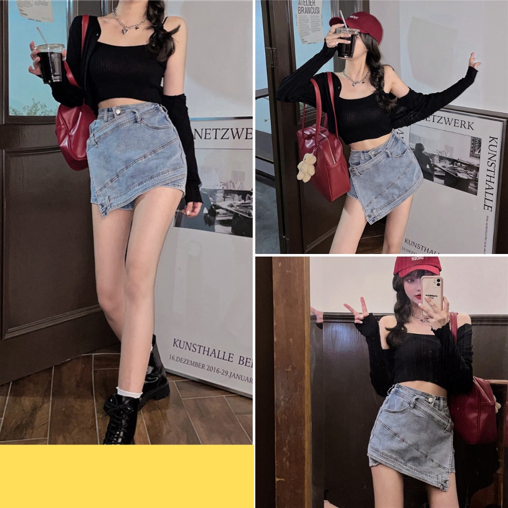 Chân váy jeans, chân váy nữ đắp chéo chất jeans cao cấp size S M L SKUCV-07A kenshop198