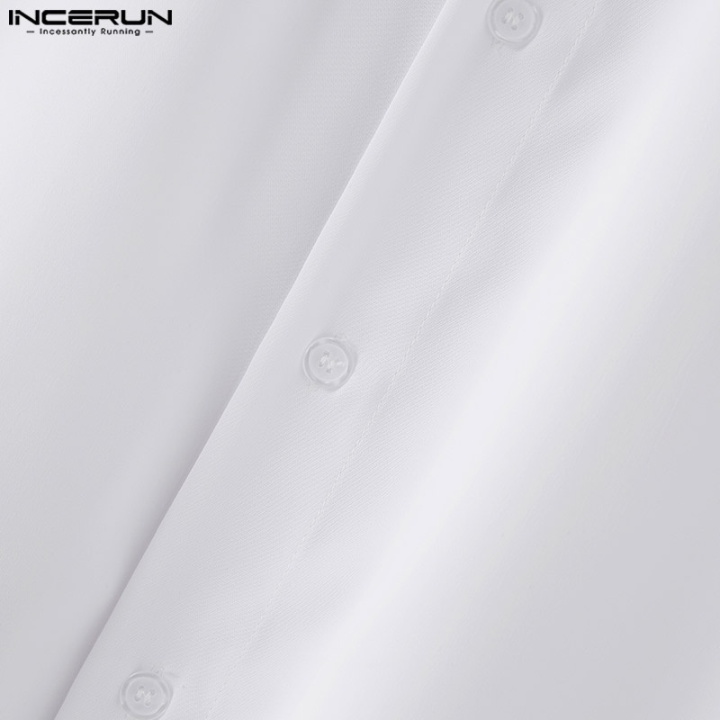 Áo sơ mi INCERUN tay lửng màu trơn phong cách Hàn Quốc cho nam