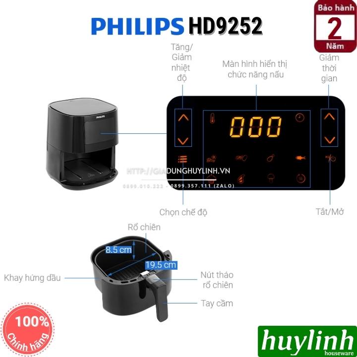 [Mã ELHAMS5 giảm 6% đơn 300K] Nồi chiên không dầu điện tử Philips HD9252/90 - 4.1 lít - Chính hãng