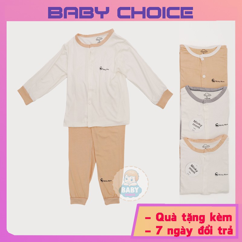 Quần áo trẻ em thu đông MINKY MOM Chính hãng dài tay đồ bộ bé gái bé trai sơ sinh 0 24 tháng tuổi quan ao tre em BDT5