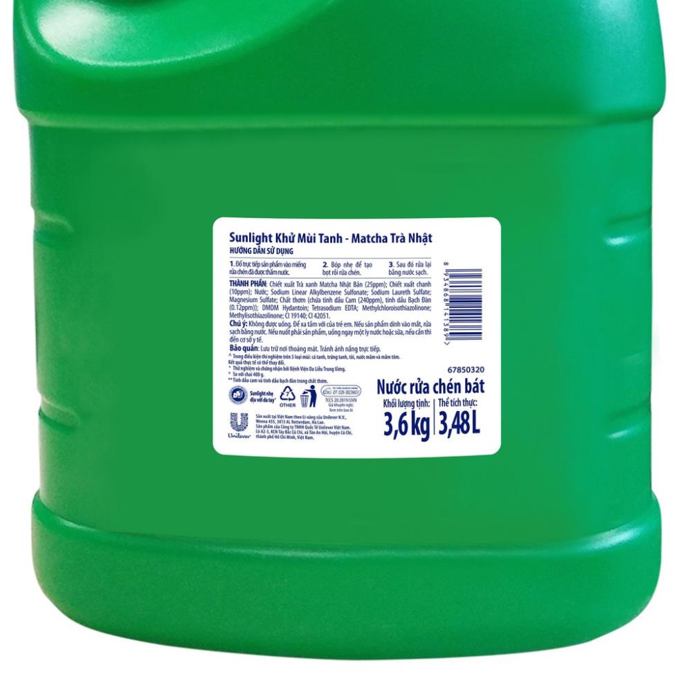Nước rửa chén Sunlight Matcha Trà Nhật chai 3.6kg (MỚI)