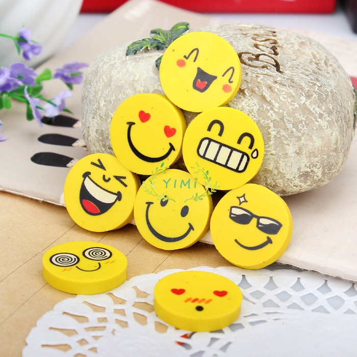 Cute smiley face Eraser Creative cartoon Anime Student circle❤Yimi❤