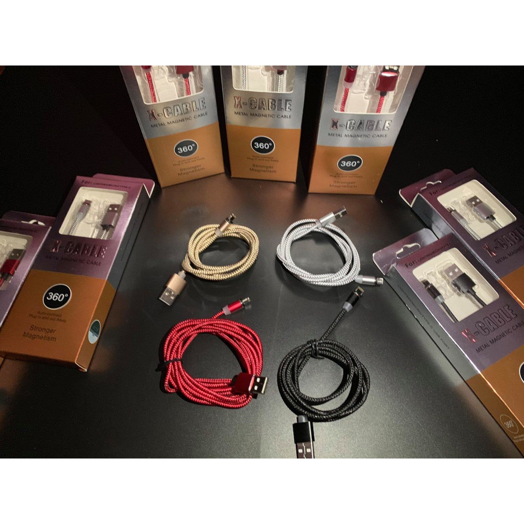 Dây Sạc Nam Châm 3 Đầu iPhone-Android-type C Xoay 360 Độ Dây Dù  cao cấp