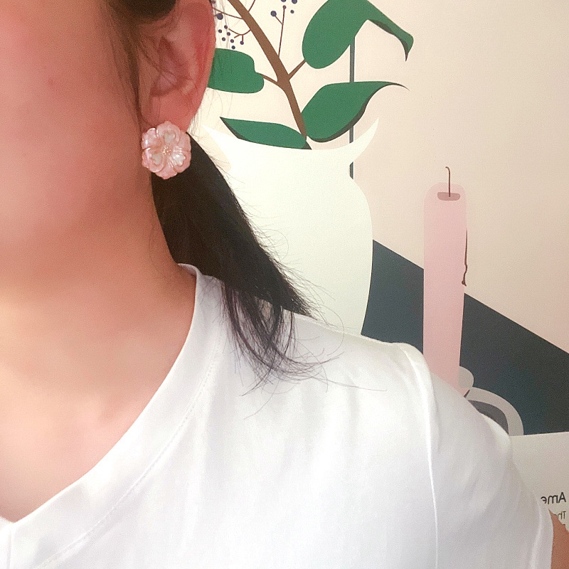 [Hàng Mới] Bông Tai Tráng Men Hình Hoa Phong Cách Retro