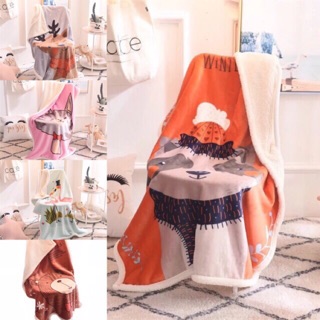 Chăn lông cừu size to 3 lớp mềm mại ấm áp hình đáng yêu cho bé