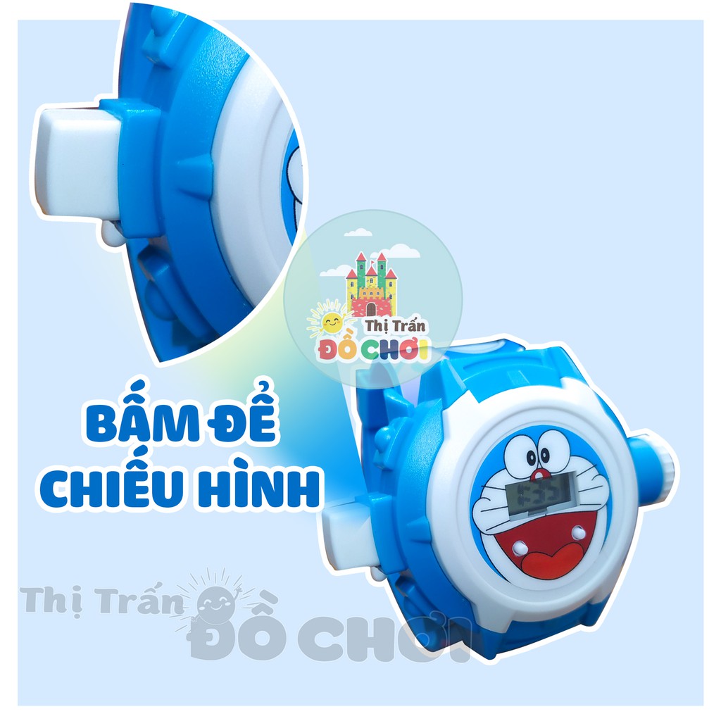 Đồ chơi cho bé trai ⌚️ GIÁ SỐC ⌚️ Đồng hồ trẻ em cho bé trai mẫu mèo máy Đô-ra-e-mon chiếu 24 hình 3D - PP106183