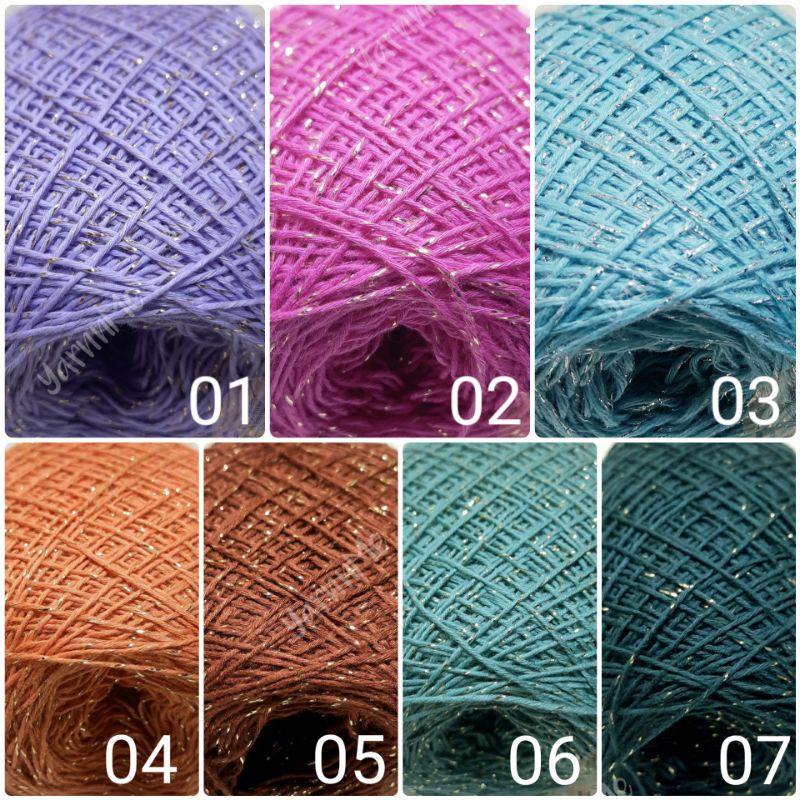 Sợi cotton kim tuyến Hàn, se 0.9mm đan móc áo mùa hè