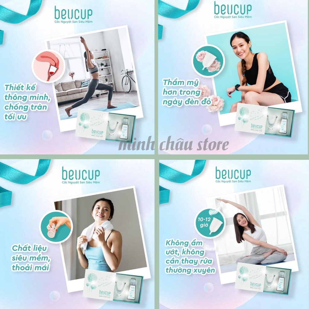 Cốc Nguyệt San Minhchaustore Cốc Nguyệt San Beucup Chính Hãng Silicol Y Tế Wacker Đức Siêu Mềm Đạt Chuẩn FDA Hoa Kỳ