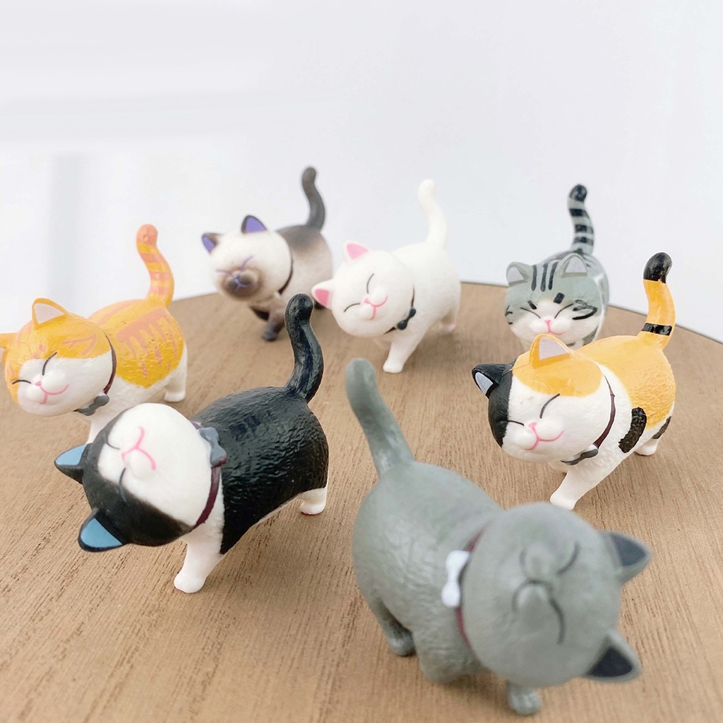 9 Pcs Solid PVC Cats Figures Desktop Kitten Figures Dolls for Car Dashboard