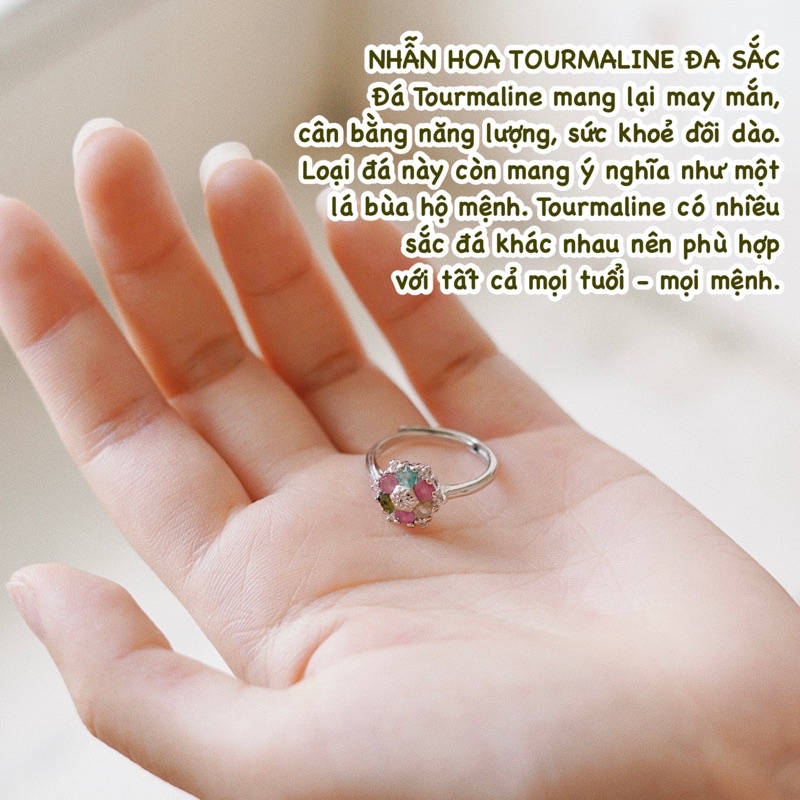 Nhẫn Tourmaline đa sắc - freesize