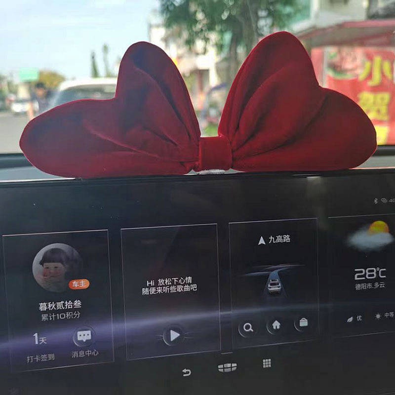 Car Interior Decoration Ornament Cute Creative Center Console Screen Decoration Car Decoration High-End Car Net Red Bow Advanced Sense i3Mj
