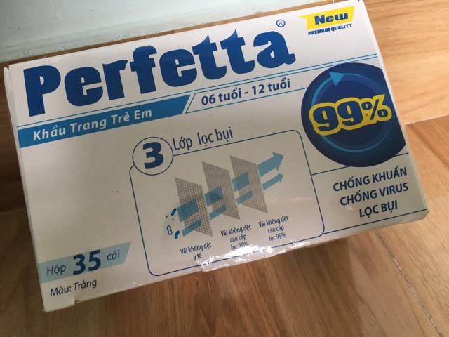 Khẩu trang y tế trẻ em ( 06-12 tuổi ) cao cấp Perfetta 3 lớp-Hộp 35 cái- Hàng đạt chuẩn xuất Châu Âu | BigBuy360 - bigbuy360.vn