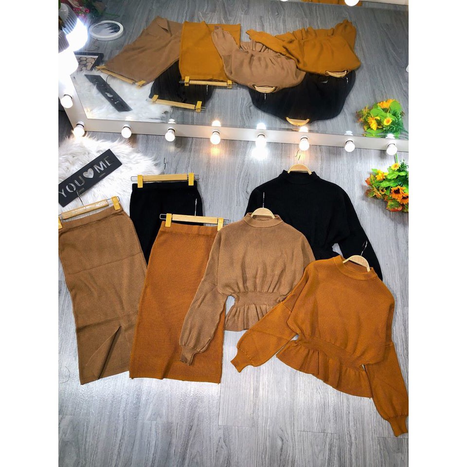 Sét len áo pelum + chân váy bút chì (ảnh thật,video | BigBuy360 - bigbuy360.vn