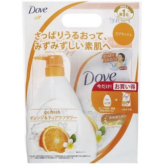 Sữa tắm Dove go fresh Nhật hương cam combo chai 380g túi 360g