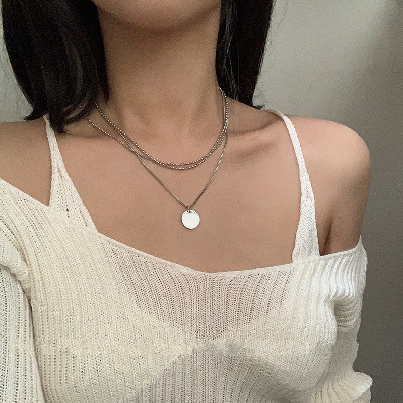 Dây chuyền mặt tròn phong cách Hàn Quốc đơn giản hợp thời trang cho nữ