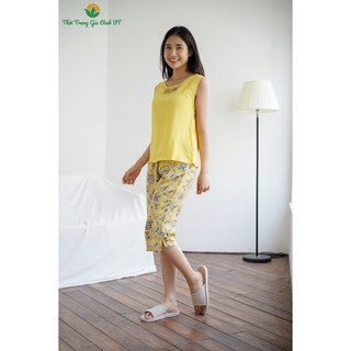 Bộ lanh mặc nhà quần lửng, sát nách nữ B05.2103 - Thời Trang Gia Đình VT