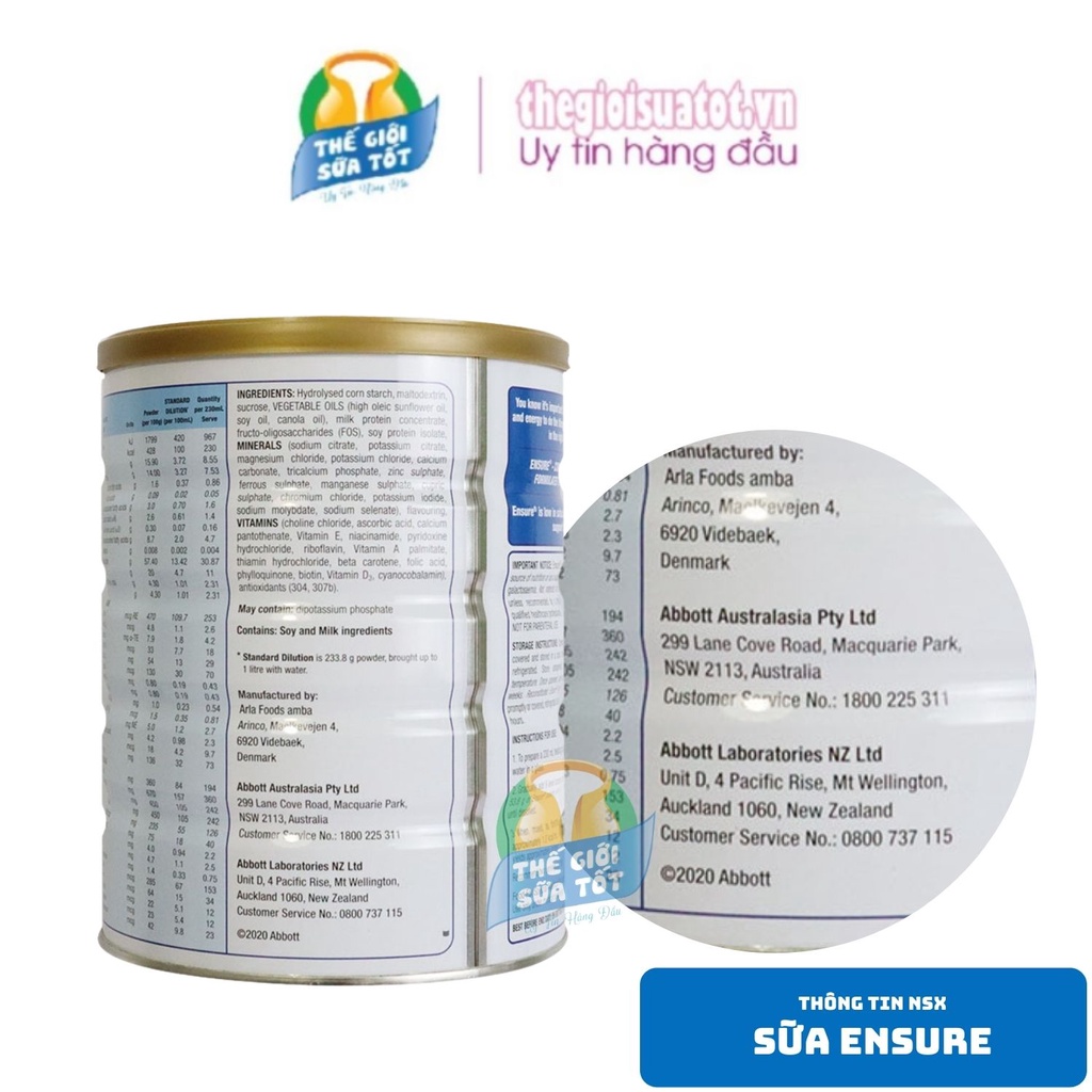 Sữa Ensure Úc 850g