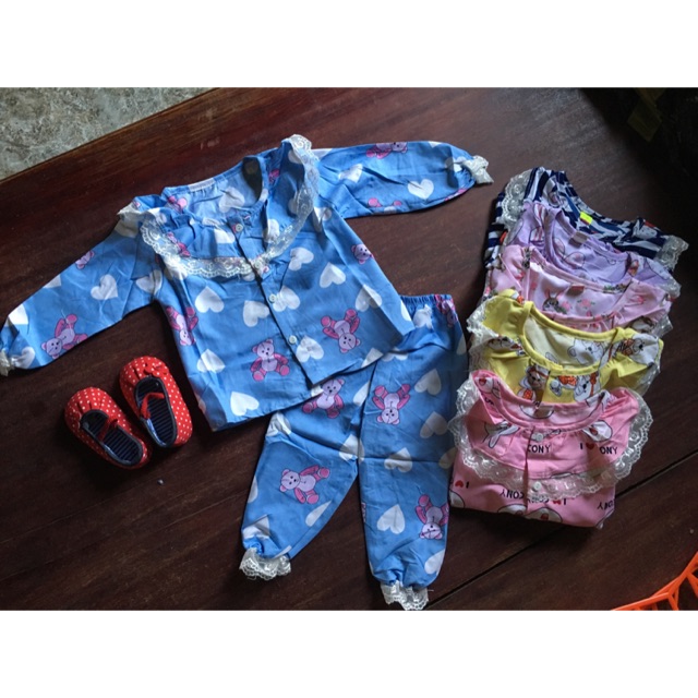 combo 4 bộ pizama cho bé gái