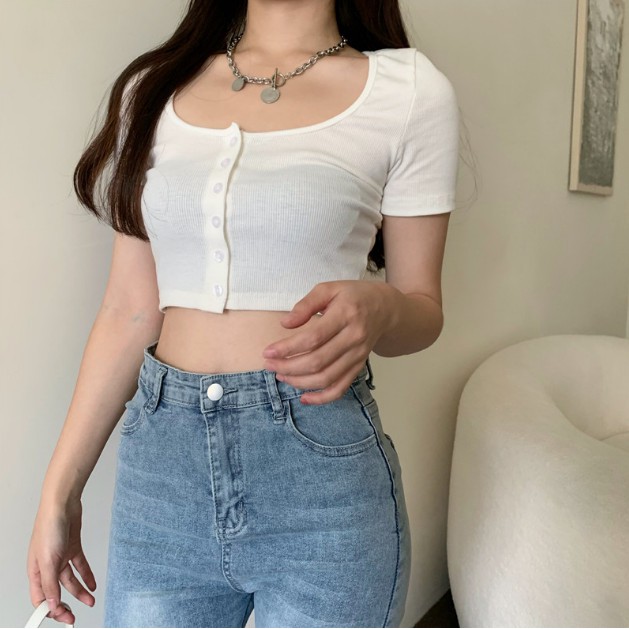 Áo CropTop Nữ Kiểu Bó Ôm Body - Áo Thun Nữ Cộc Tay Dáng Ngắn AT12