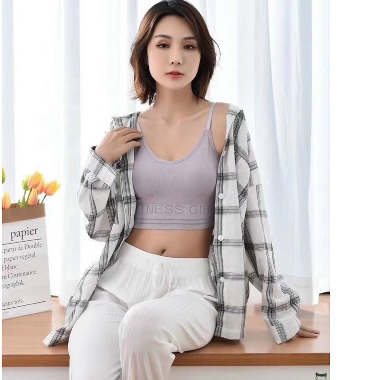 Áo Bra 2 Dây Viền Chữ Tập Gym Cho Nữ Thoáng Mát Thấm Hút Mồ Hôi DAN L&amp;U 8096