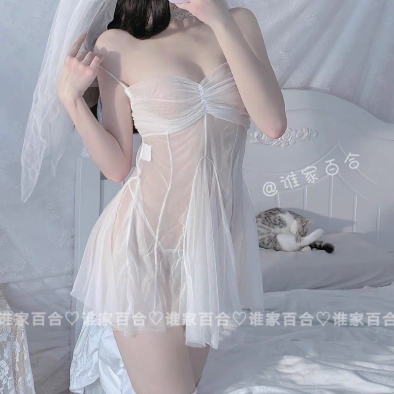 Váy Ngủ Voan Trắng Mềm Mại Xuyên Thấu Gợi Cảm | BigBuy360 - bigbuy360.vn