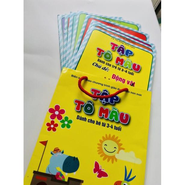 (SALE mọi lứa tuổi) Bộ 8 quyển tập tô màu hình siêu to dành cho bé 3-4 tuổi, 4-5 tuổi, 5-6 tuổi