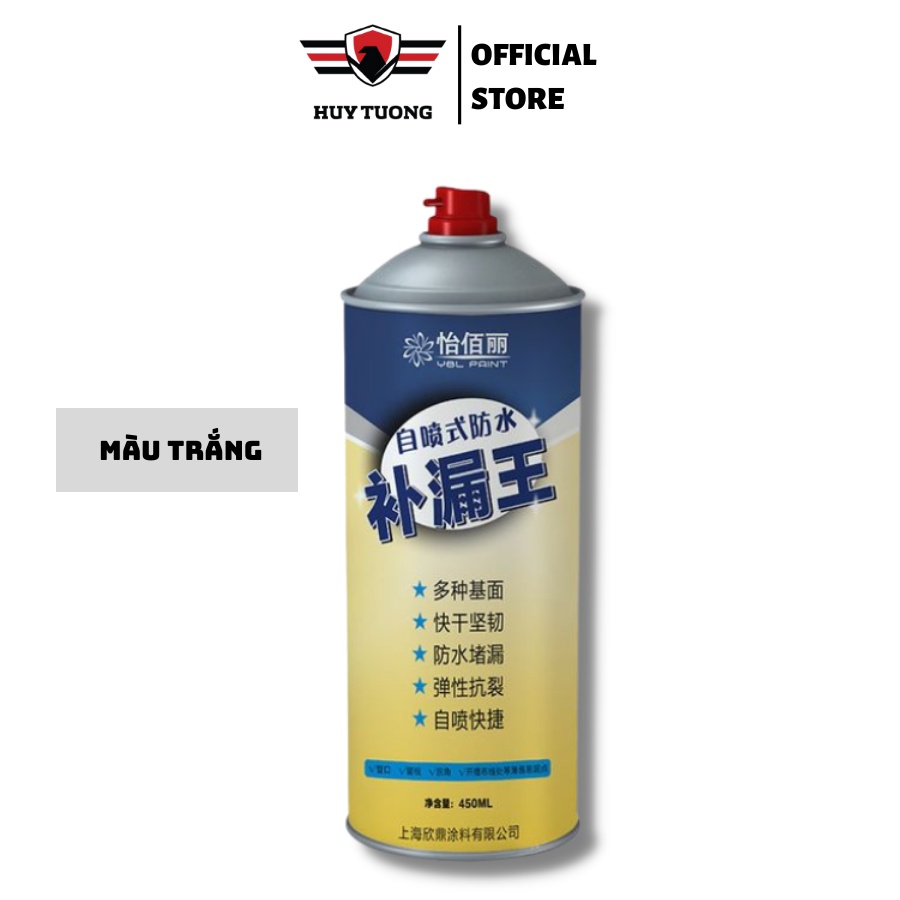 Bình xịt chống thấm dột nước, dung tích 400ml tiêu thụ 4m2/kg, chịu được nhiệt độ cao - Màu sơn trắng - HUY TUONG