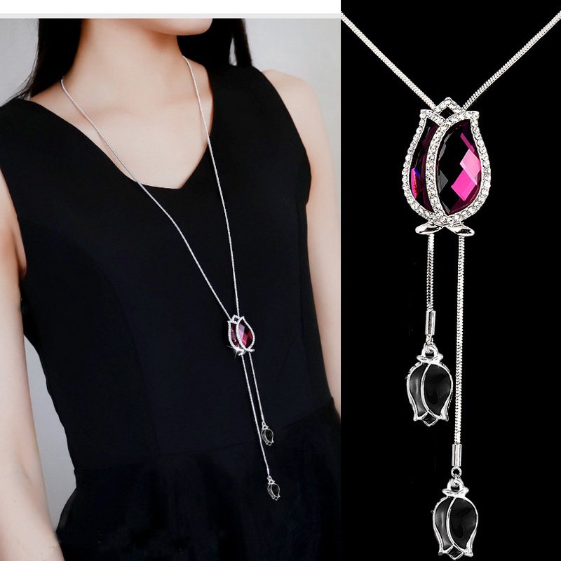 Vòng cổ nữ RINHOO phối mặt hình hoa tulip thời trang