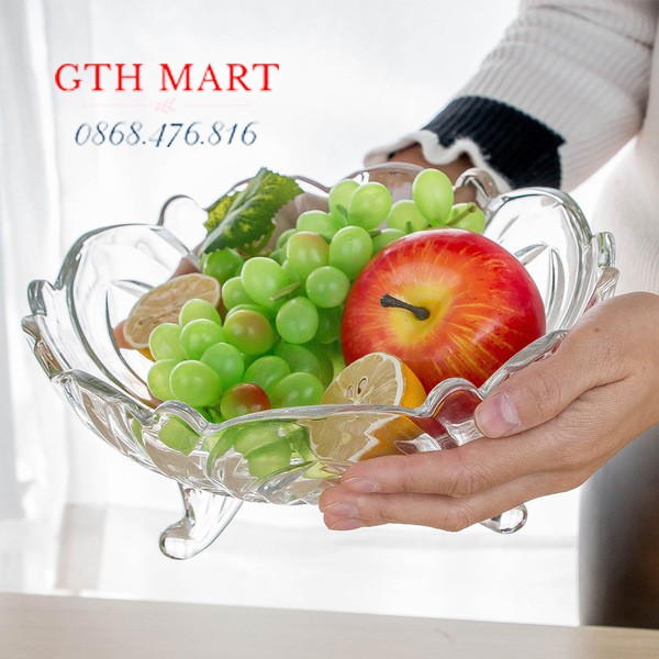 Thố Bát 3 chân trắng-thoos thủy tinh-khay thủy tinh đựng hoa quả